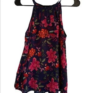 Navy floral top with cut outs size small